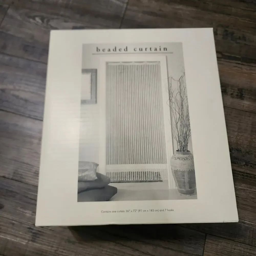Pier 1 Boho Natural Color Bamboo Wood Beaded Curtain Panel NIB 36